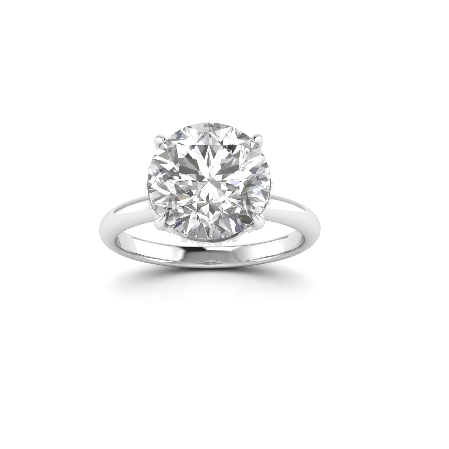 White Gold Studded 3.944 Carat Lab Grown Diamond Ring-F Color VS2 Clarity.